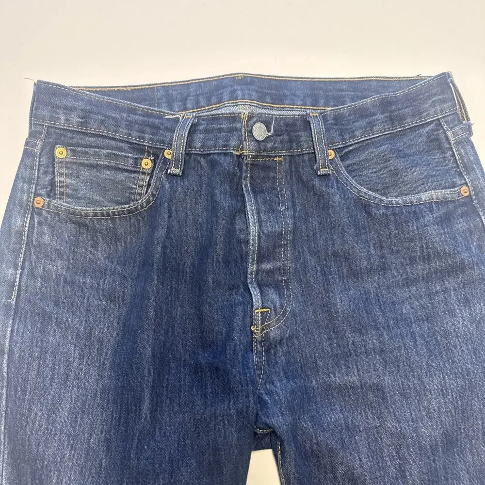 Levi's 501 Men's Jeans Original Fit, Button Fly, Straight, Blue, 32x32 Dark Wash